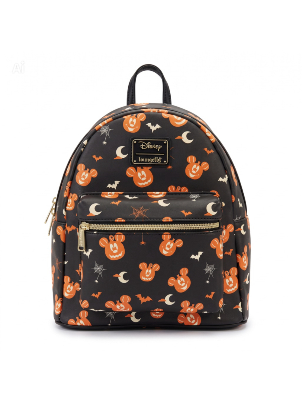 Disney Loungefly Mickey Mouse Halloween Pumpkin Mini Backpack Black Orange